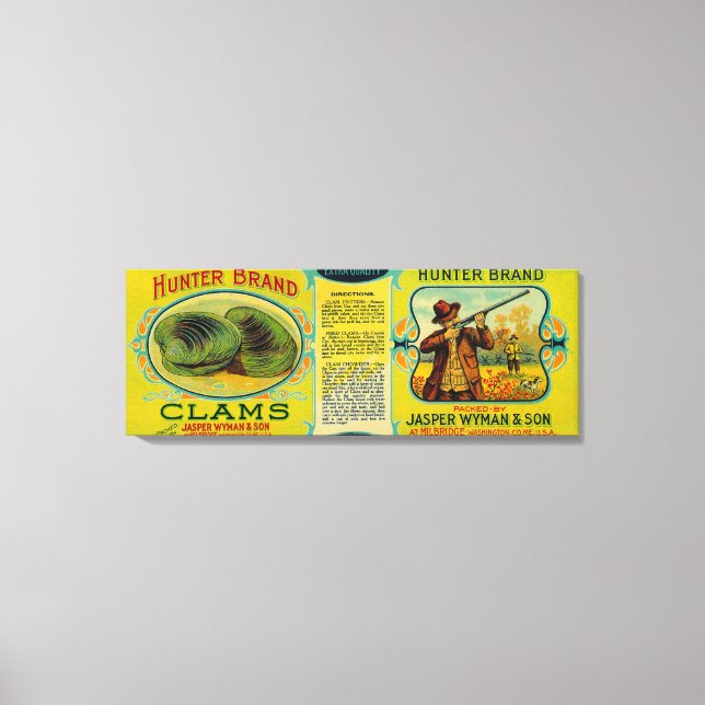Impressão Em Tela Hunter Clams LabelMilbridge, ME (Frente)