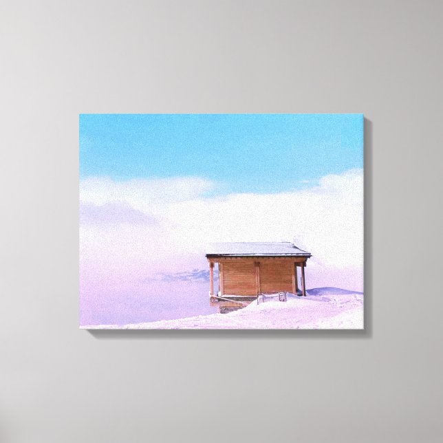 Impressão Em Tela Hut da Montanha da Neve Francesa (Frente)