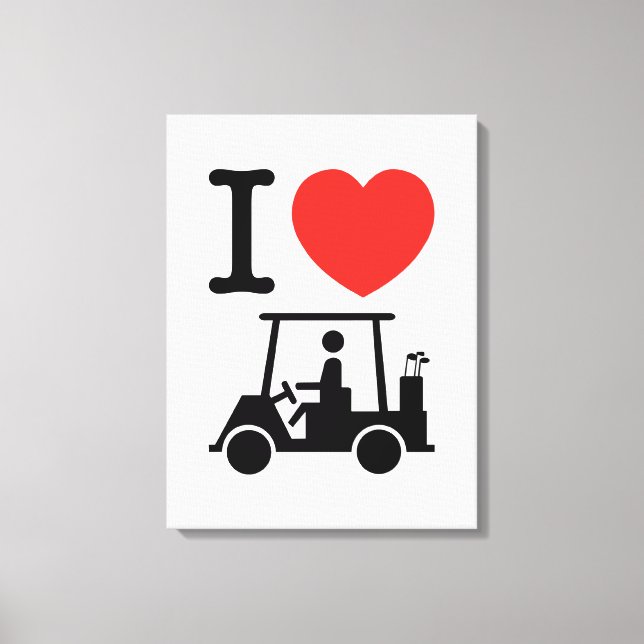Impressão Em Tela I Heart (Love) Golf Cart (Frente)