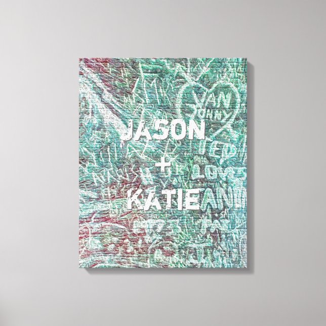 Impressão Em Tela I Heart Urban Street Art Grafite Chalk com Nome (Frente)