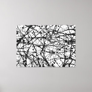 Impressão Em Tela I PRETO E BRANCO - Pintura de ação - Abstrato -