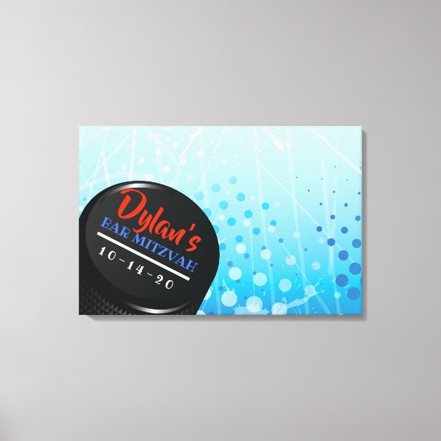 Impressão Em Tela ICE HOCKEY PUCK Bar Mitzvah Sinal no Conselho de M (Frente)