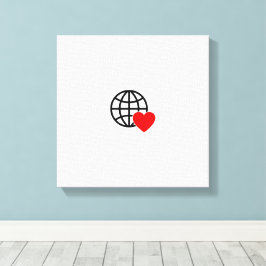 Impressão Em Tela Ícone do Globo de Amor Mundial | Coração Terra Des