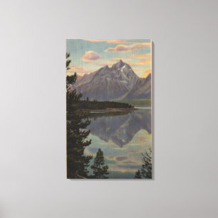 Impressão Em Tela Idaho - reflexão grande de Teton no lago Jackson