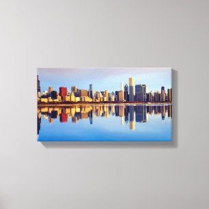 Impressão Em Tela Ideia da skyline de Chicago com reflexão