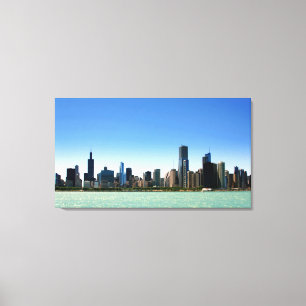 Impressão Em Tela Ideia da skyline de Chicago pelo Lago Michigan