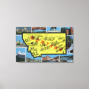 Impressão Em Tela Ideia do estado com cidades, vistas cénicos