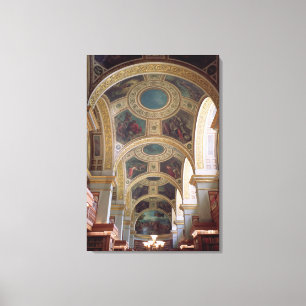 Impressão Em Tela Ideia do teto coffered da biblioteca com s dourado