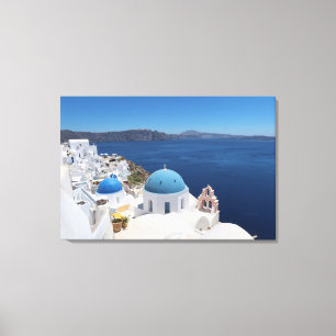Impressão Em Tela Igreja Azul de Santorini, Grécia