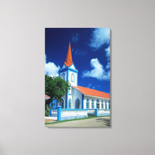 Impressão Em Tela Igreja colorida na ilha de Tahaa nas