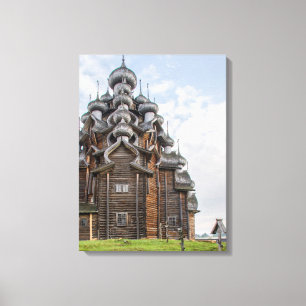 Impressão Em Tela Igreja de madeira ornamentada, Rússia