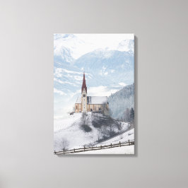 Impressão Em Tela Igreja em uma paisagem alpina de inverno