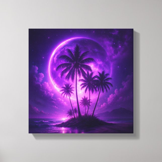 Impressão Em Tela Ilha da Lua Roxa Paisagem de Sonho (Frente)