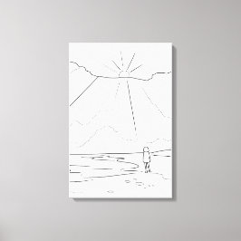 Impressão Em Tela Ilha de Jeju Fofa Colorido Minimalista