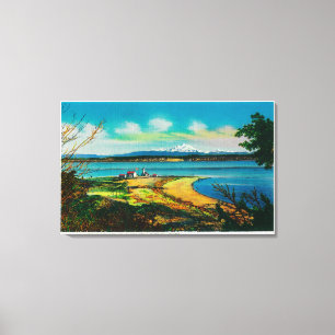 Impressão Em Tela Ilha de Whidby e padeiro do Mt. do porto Townsend