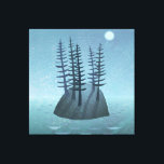 Impressão Em Tela Ilha na Arte Oceânica<br><div class="desc">Uma ilha remota no meio do oceano com pinheiros. A lua brilha nesta cena pacífica,  e a aventrura acena! Pintura de paisagem original de Nic Squirrell.</div>