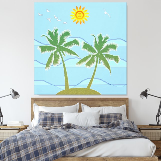 Impressão Em Tela Ilha Tropical (Insitu(Quarto))