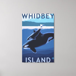 Impressão Em Tela Ilha, WashingtonOrca e vitela de Whidbey