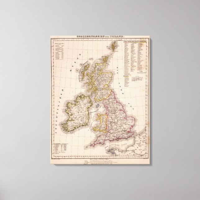 Impressão Em Tela Ilhas Britânicas, Inglaterra, Irlanda (Frente)