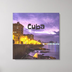 Impressão Em Tela Ilhas Costeiras Cuba Havana À Noite