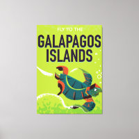 Ilhas Galápagos, poster de viagens vintage.