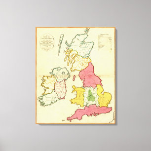 Impressão Em Tela Ilhas lisas de Ingleses do mapa