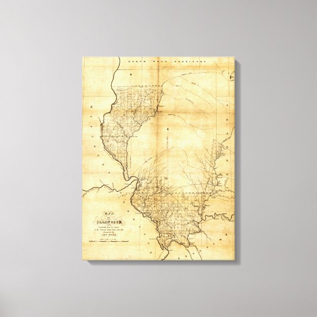 Impressão Em Tela IllinoisMapaPanorâmicoIllinois (Frente)