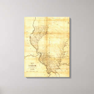 Impressão Em Tela IllinoisPanoramic MapIllinois