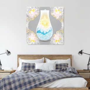 Impressão Em Tela Iluminação Azul Lace Arte AI
