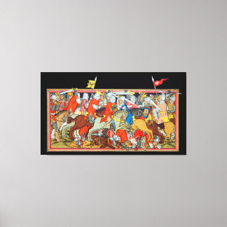 Impressão Em Tela Iluminação manuscrita única de batalha medieval