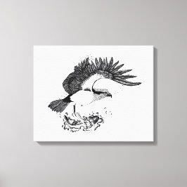 Impressão Em Tela Ilustração a preto e branco de Osprey