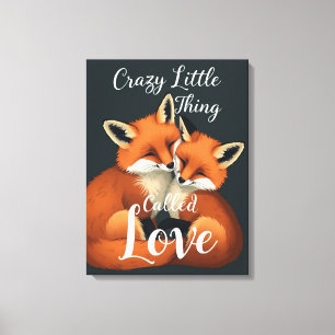 Impressão Em Tela Ilustração Adorável do Casal Fox Love