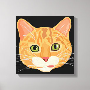 Impressão Em Tela Ilustração alaranjada bonito da cara do gato