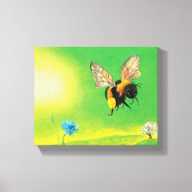 Impressão Em Tela Ilustração Bumble Bee Flying (Frente)