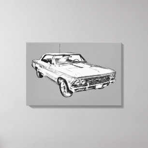 Impressão Em Tela Ilustração Chevy Chevelle SS 396