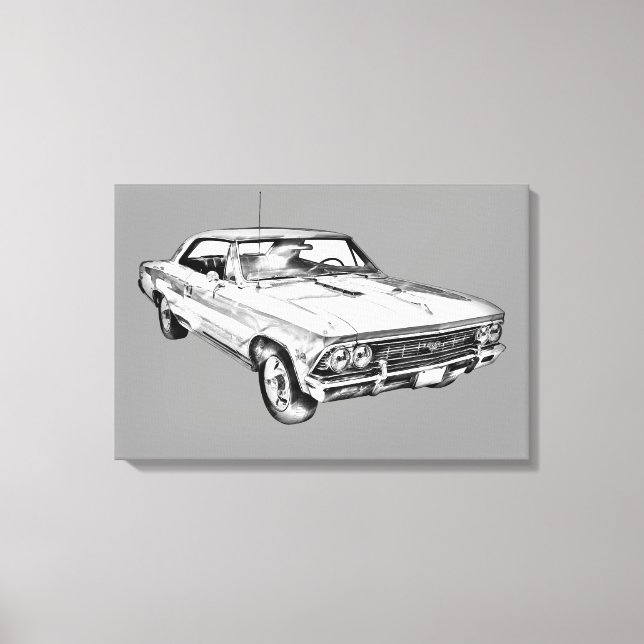 Impressão Em Tela Ilustração Chevy Chevelle SS 396 (Frente)