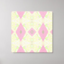 Impressão Em Tela Ilustração Chintz Boêmio Verde Rosa Berçário