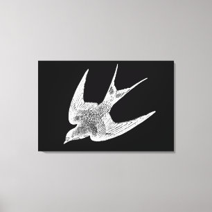 Impressão Em Tela Ilustração da andorinha do vintage - pássaro