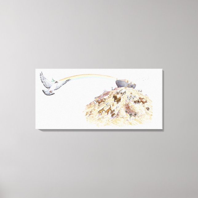 Impressão Em Tela Ilustração da arca de Noé com animais saindo (Frente)