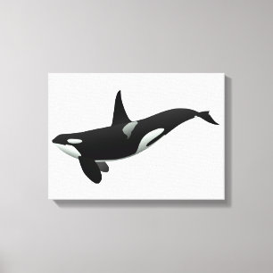 Impressão Em Tela Ilustração da baleia Orca - Escolher cor de fundo