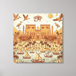 Impressão Em Tela Ilustração da Cidade Boho Antigo Egito-Terracota