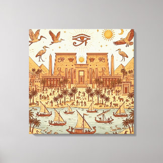 Impressão Em Tela Ilustração da Cidade Boho Antigo Egito-Terracota