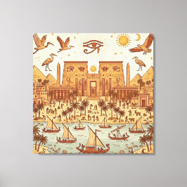 Impressão Em Tela Ilustração da Cidade Boho Antigo Egito-Terracota