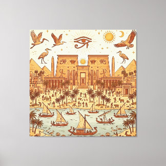 Impressão Em Tela Ilustração da Cidade Boho Antigo Egito-Terracota