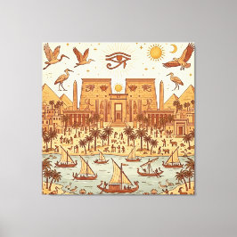 Impressão Em Tela Ilustração da Cidade Boho Antigo Egito-Terracota