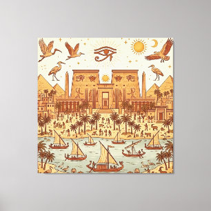 Impressão Em Tela Ilustração da Cidade Boho Antigo Egito-Terracota