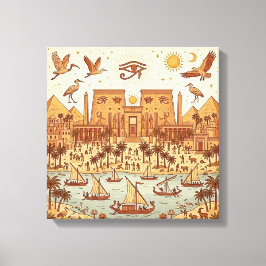 Impressão Em Tela Ilustração da Cidade Boho Antigo Egito-Terracota