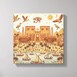 Impressão Em Tela Ilustração da Cidade Boho Antigo Egito-Terracota