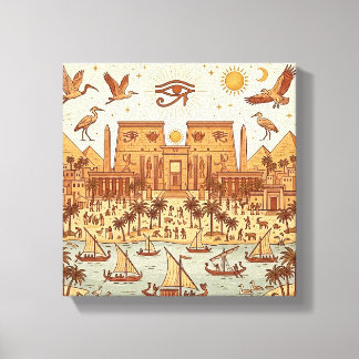 Impressão Em Tela Ilustração da Cidade Boho Antigo Egito-Terracota