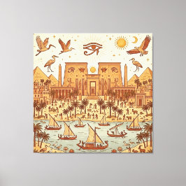 Impressão Em Tela Ilustração da Cidade Boho Antigo Egito-Terracota